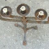 Wrought iron candlestick of castle - 5 branches aligned