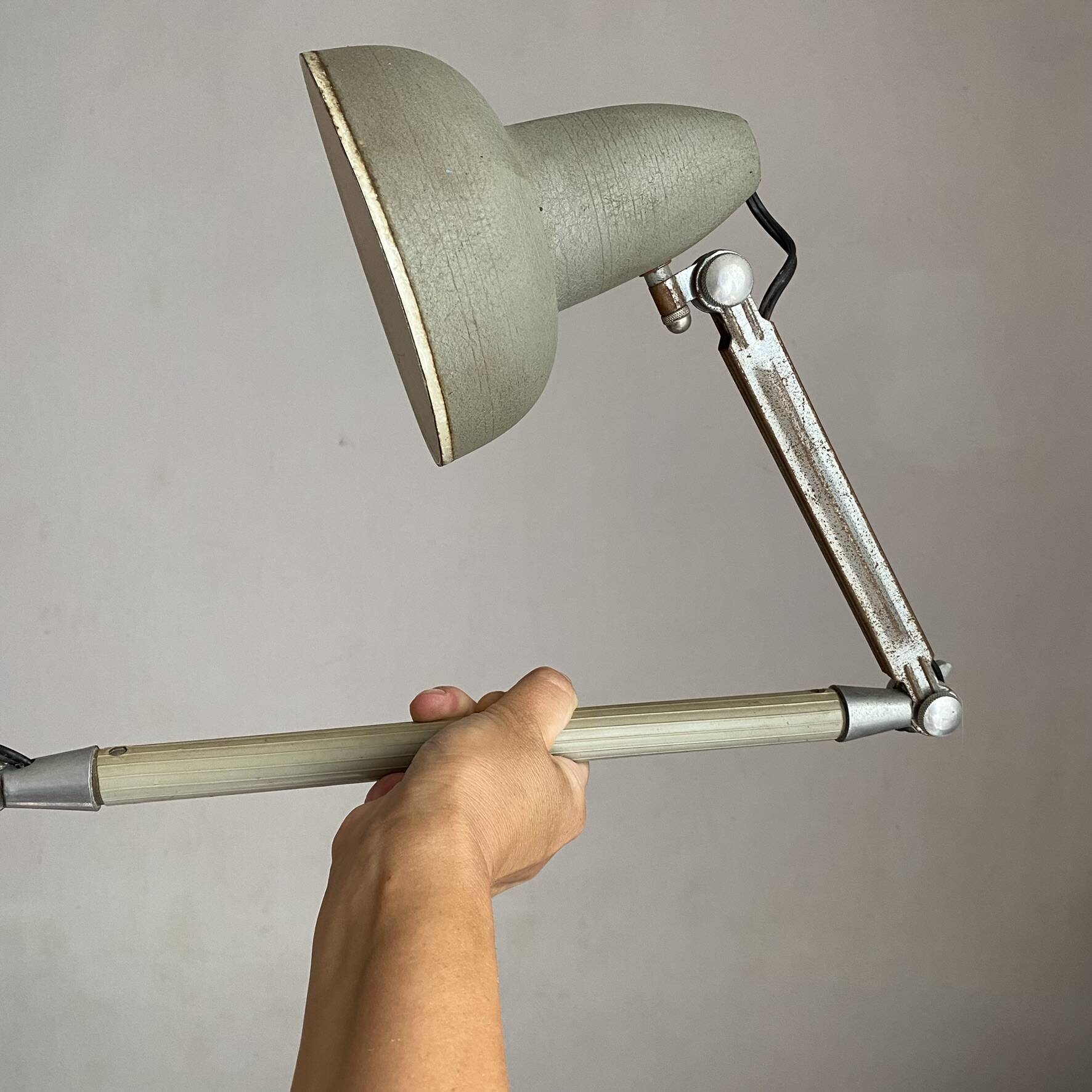 Lampe d'atelier Superchrome à étau , lampe industrielle 2 bras