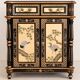 Cabinet chinoiserie de grues en laque noire et dorée, peint à la main