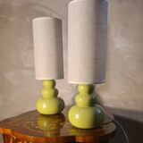 pair of ceramic bedside lamps apple 39x12 refurbished electric and stylish lampshade