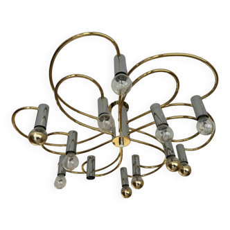 Sciolari Brass Flush Mount Ceiling Lamp