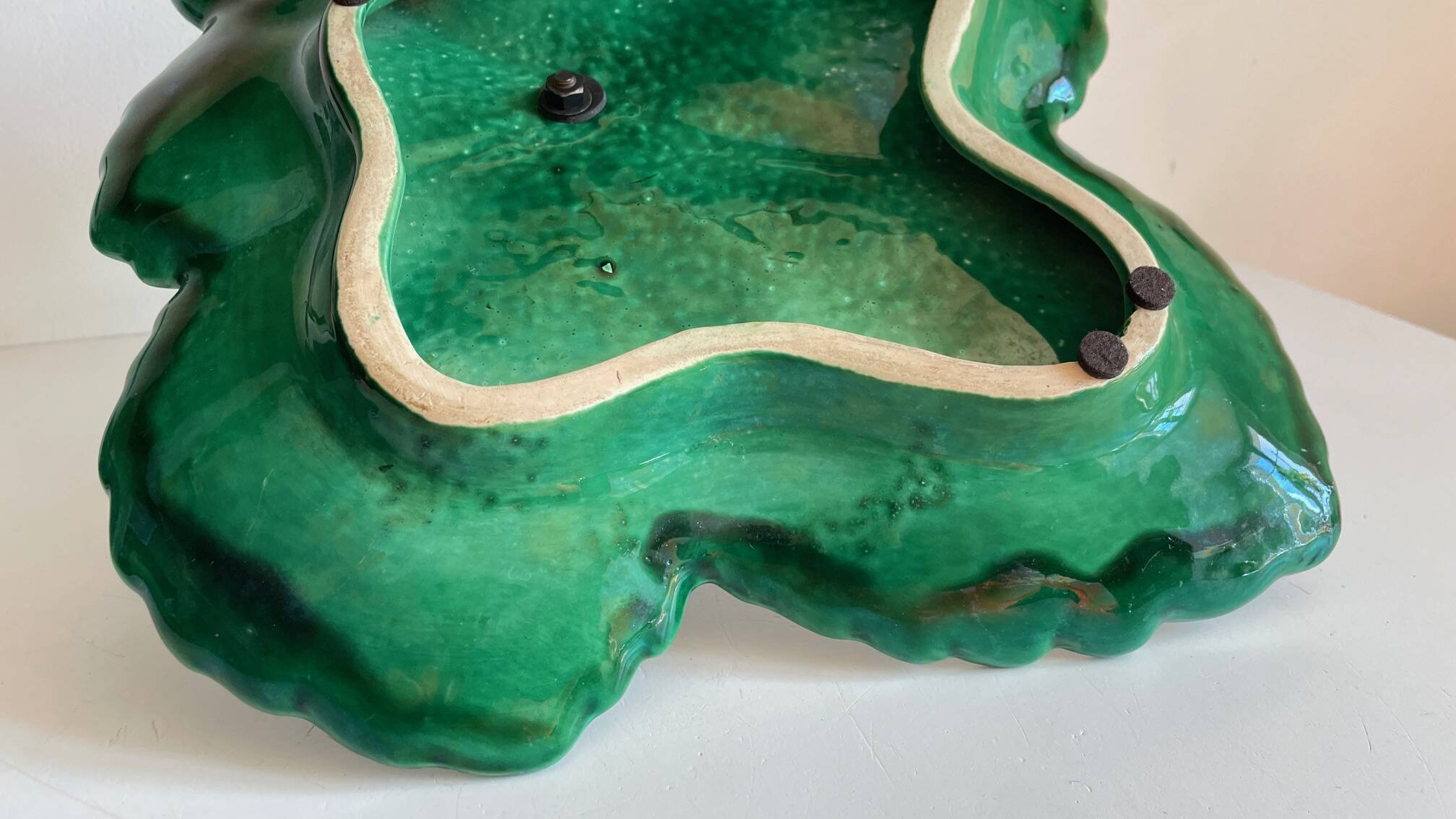 Vintage Glazed Ceramic Barbotine Dish