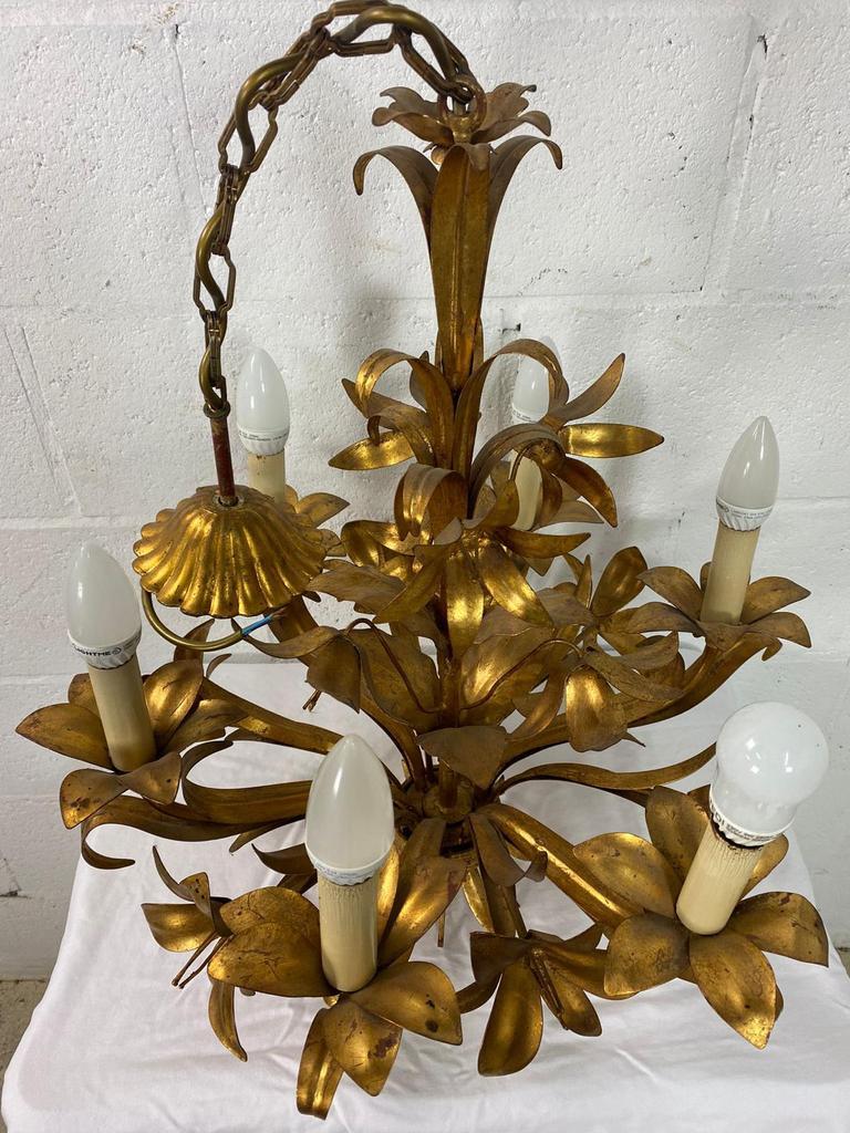 Vintage "golden" pendant lamp / flower chandelier