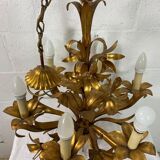 Vintage "golden" pendant lamp / flower chandelier
