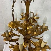 Vintage "golden" pendant lamp / flower chandelier