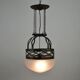 Ceiling lamp, hand-forged hammered iron with glass shade, early 20th century, Sweden