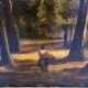 Antique Painting Of A Woman On A Forest Path, 2nd half 1800s