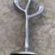 Organic candle holder in brushed aluminum, 3 branches, 1970