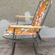 Pair of folding metal lerolin chairs in 70's fabric