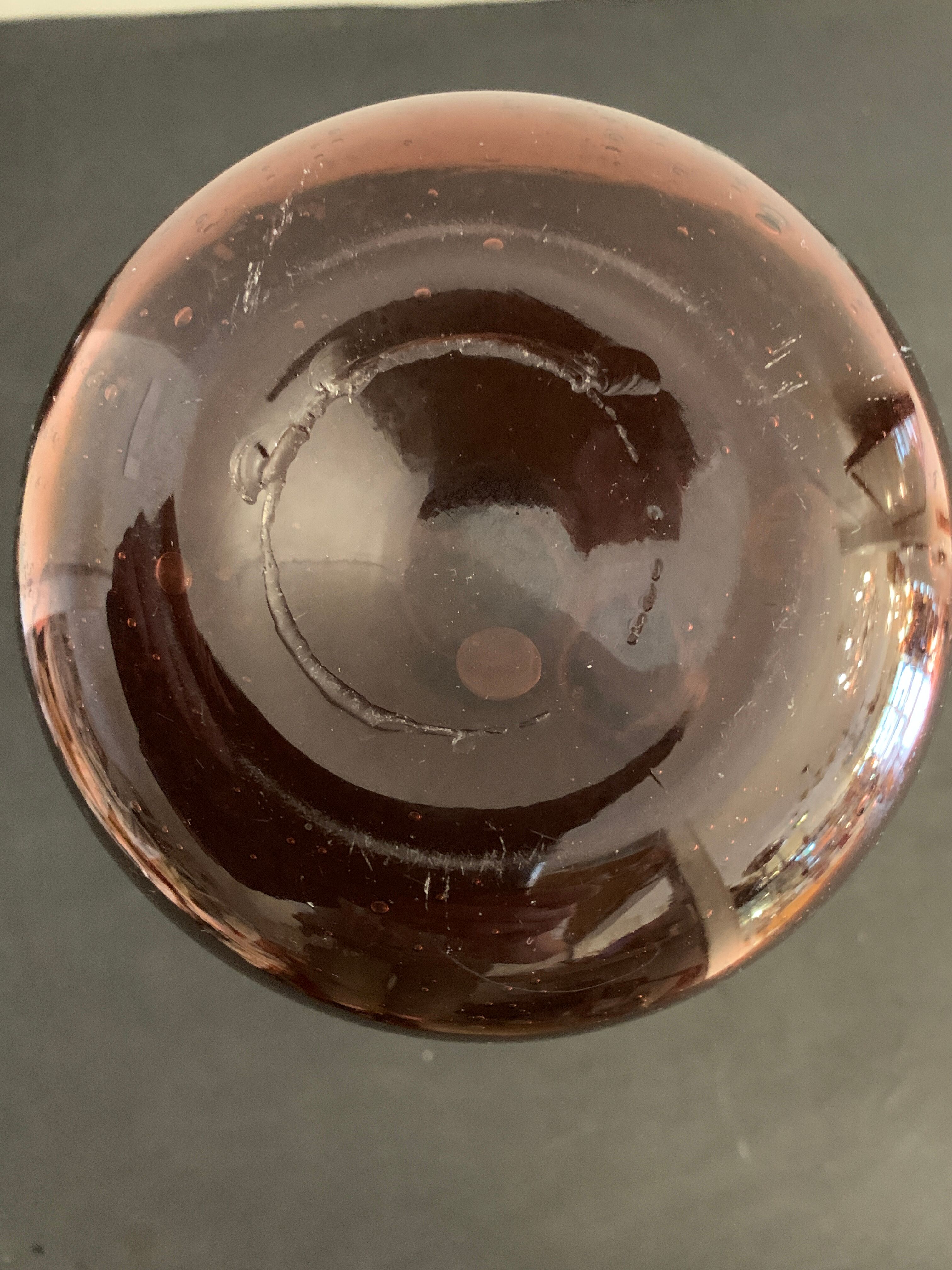 Biot blown glass wine decanter, pink color of the sands