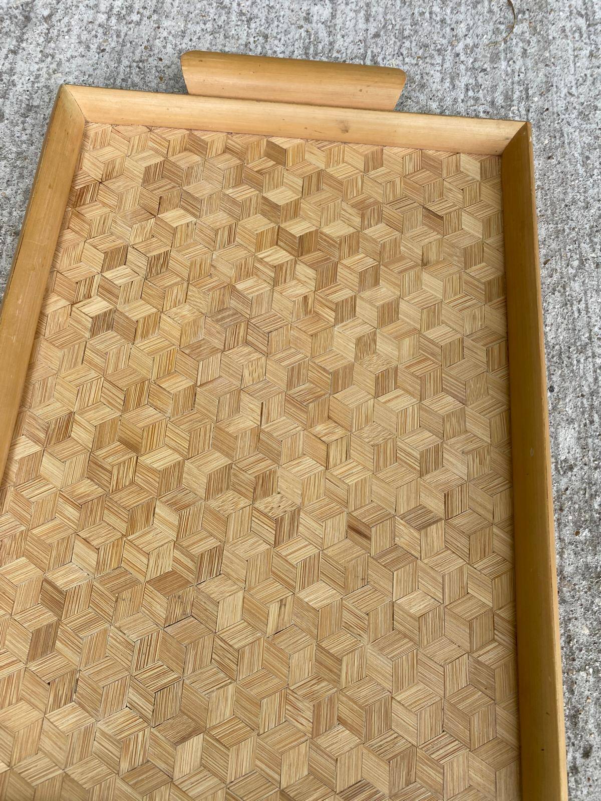 Vintage woven bamboo breakfast serving tray