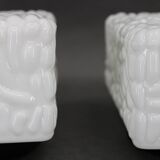 1970s Pair of Milky Glass Square Ceiling Lights, Czechoslovakia