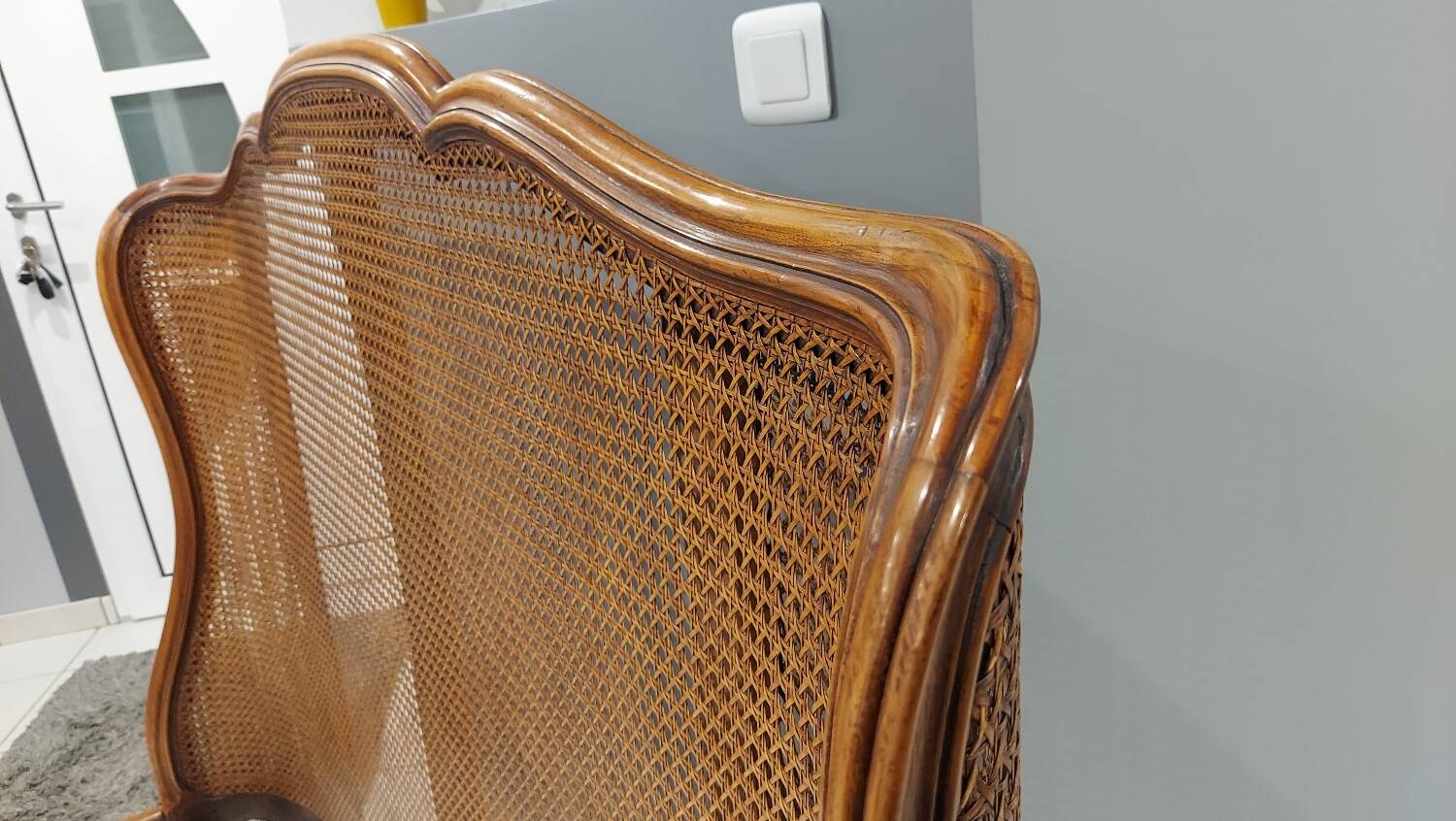 Louis XV style double cane basket bed, mid-20th century