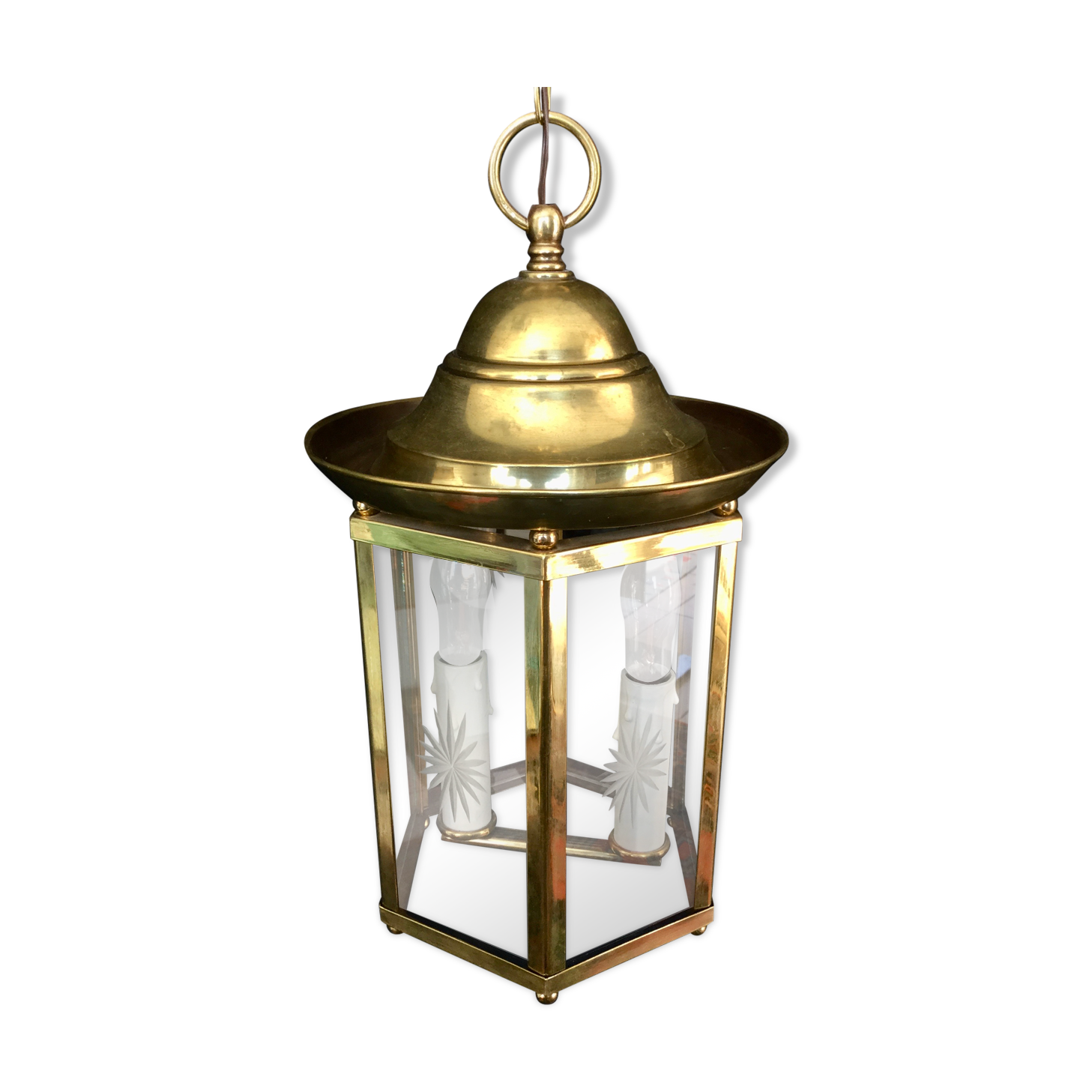 Lantern 2 lights in bronze and brass