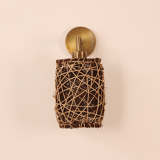 Brass Plated Rattan Sconce