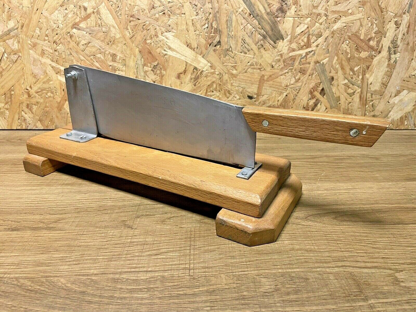 Antique bread cut, stainless steel blade, wooden base, vintage chic countryside