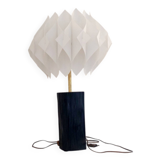 Lampe vintage pied bois