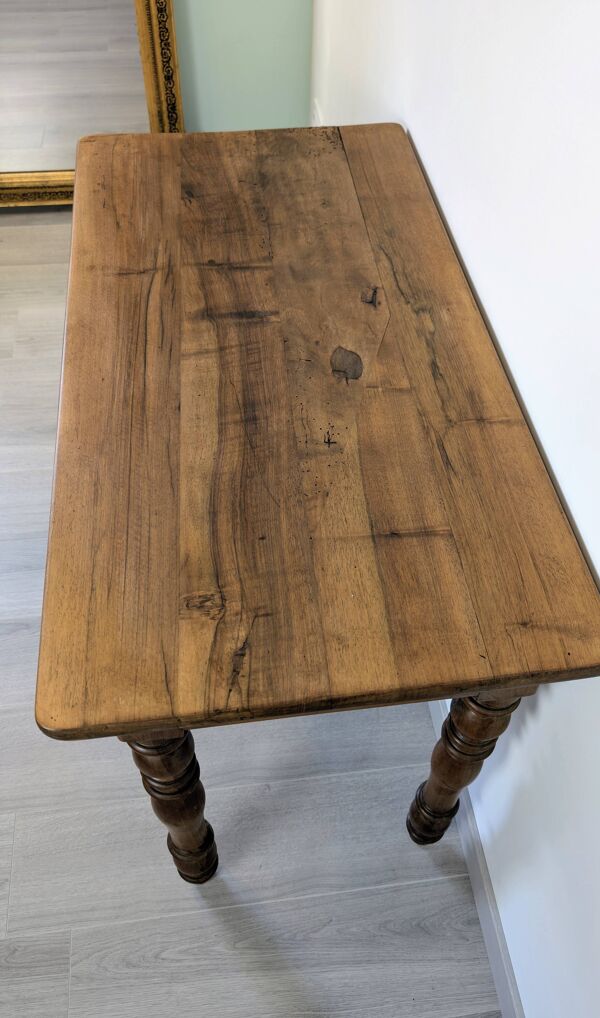 Ancienne table à écrire style Napoléon III en bois à pieds tournés