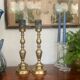Pair of brass candle holders XIXth 31cm