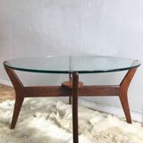 Round teak and glass coffee table, 1960s