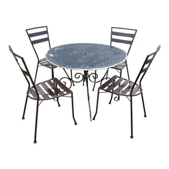 Garden furniture 1 table 4 black chairs