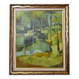 Large oil painting on canvas 20th HD Lemercier impressionist landscape