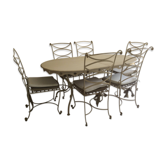 Dining table with six chairs