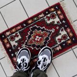 Tapis vintage du Moyen-Orient Hamadan fait main en laine – 40 x 59 cm – Ann