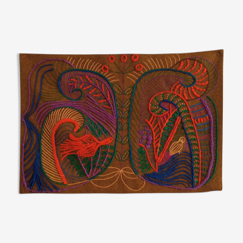 Vintage felted wool wall tapestry