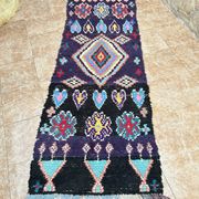 Vintage Boucherouite hallway runner: Moroccan Berber rug