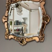 Venetian Quadratic Mirror with Rosé Rauchglass Frame