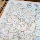 Planche géographique imprimée en 1900 l'Asie, Chine et Japon