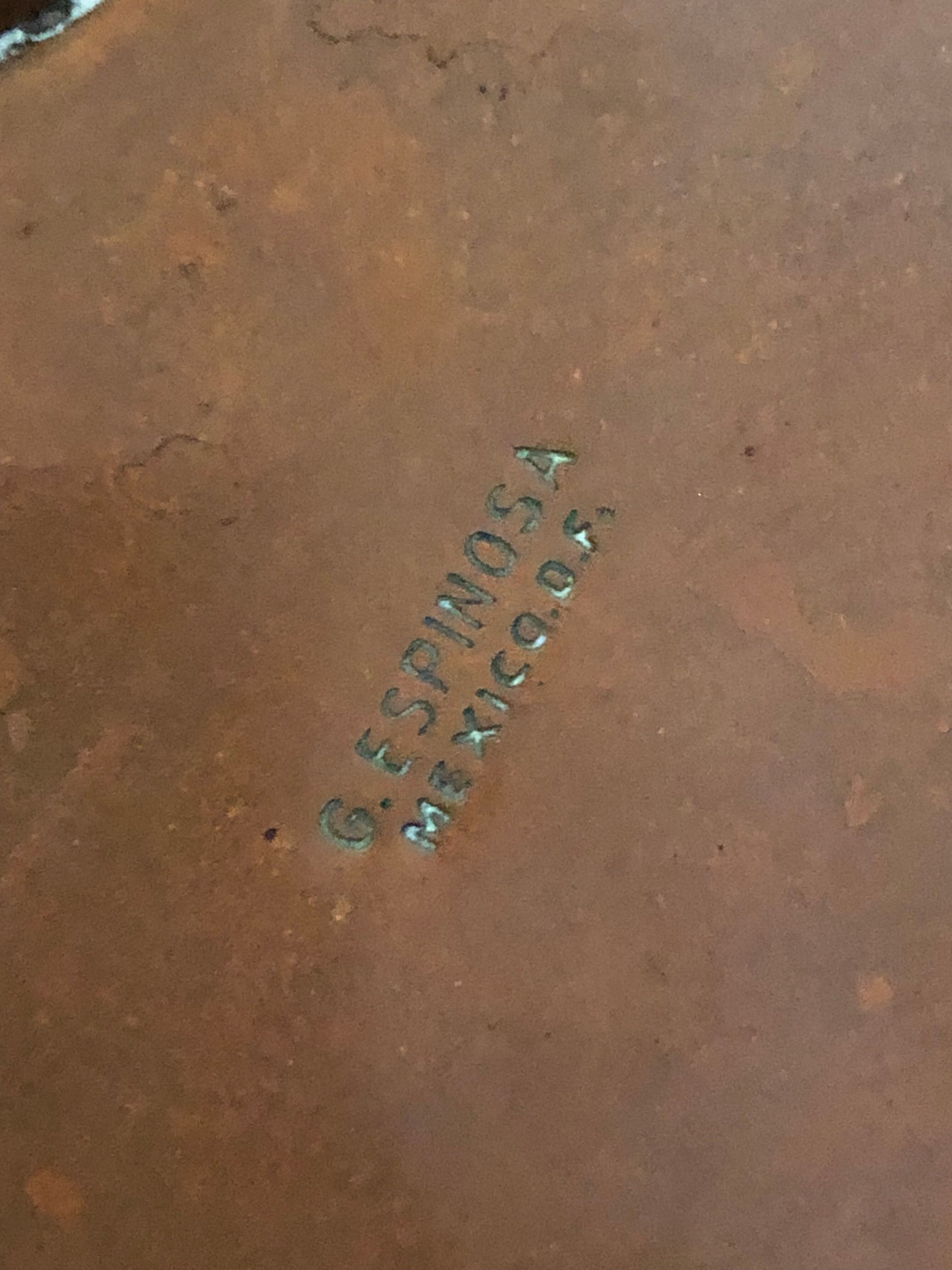 "Fish" cut in copper and mother-of-pearl by G. Espinosa, Mexico 60s