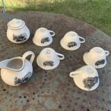 Coffee or tea service, earthenware with rustic motif, Keralux, Boch