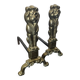 Pair of Empire neoclassical bronze andirons