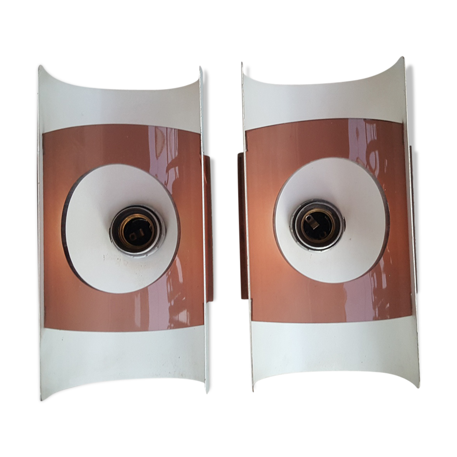 Beautiful and large pair of UFO wall light age spage, 70s