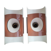 Beautiful and large pair of UFO wall light age spage, 70s