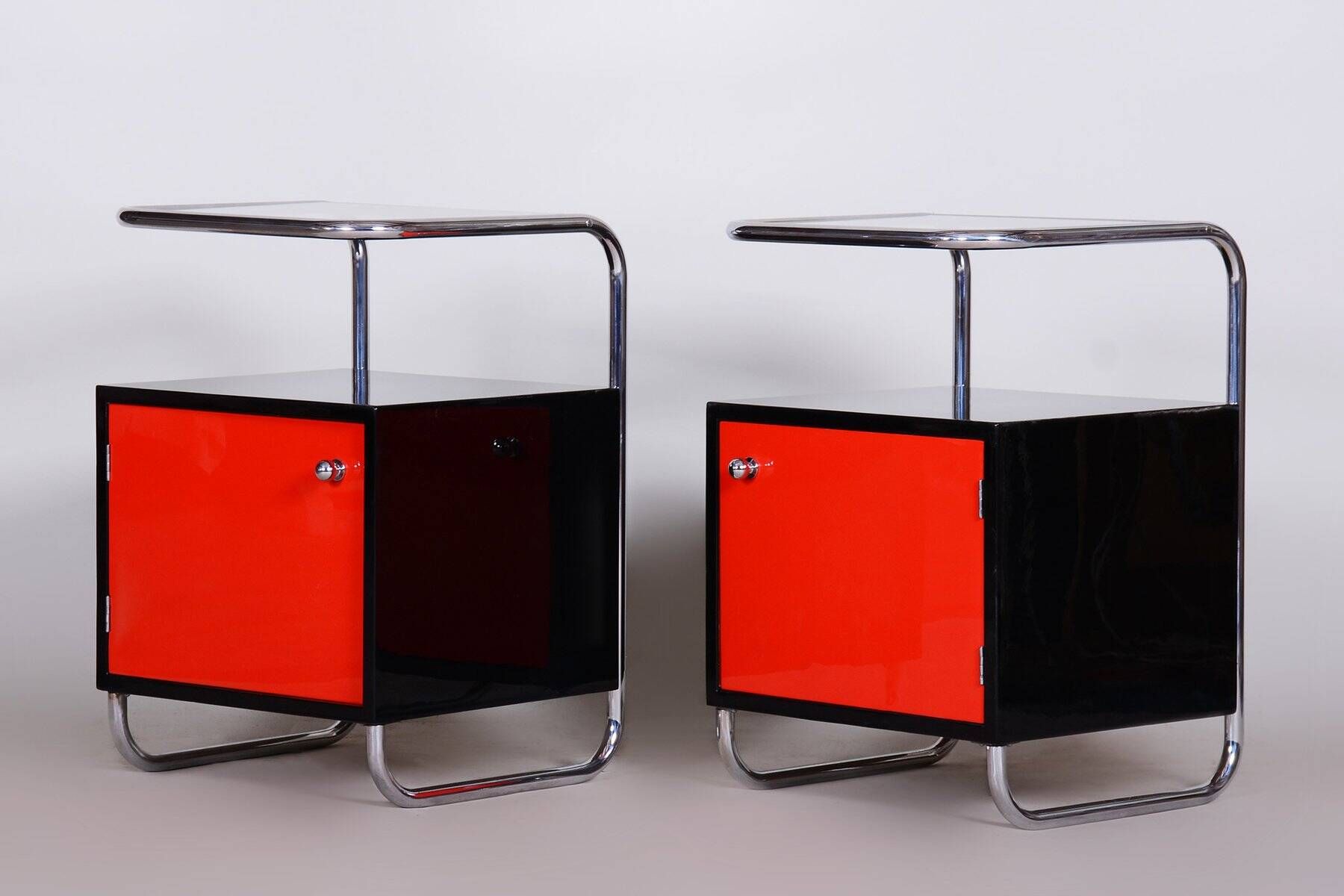 Bauhaus Bedside Tables attributed to Vichr & Spol, 1930s, Set of 2