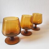 Set of 5 vintage amber liquor glasses