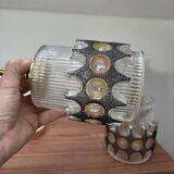 Pair of vintage faceted glass pendant lights