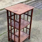 Vintage rattan and bamboo shelf with 3 levels