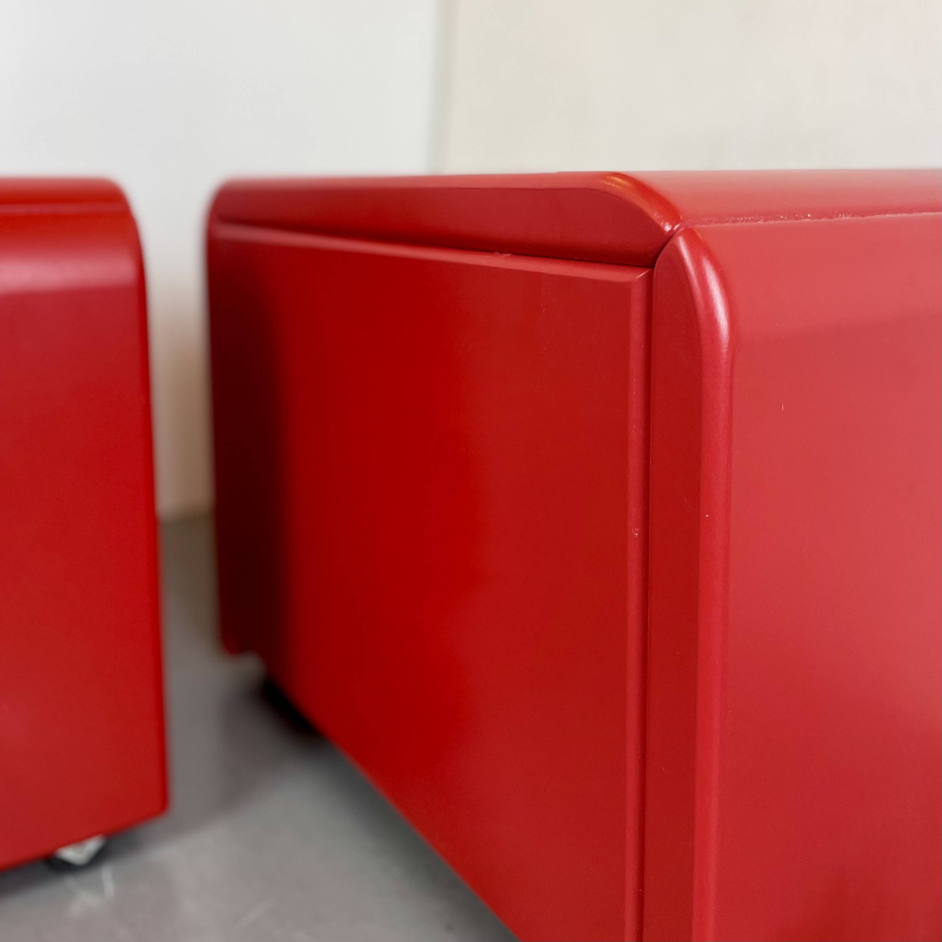 Pair of red bedside tables, 1980s