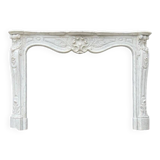 Louis XV Style Fireplace In Carrara Marble, Circa 1880