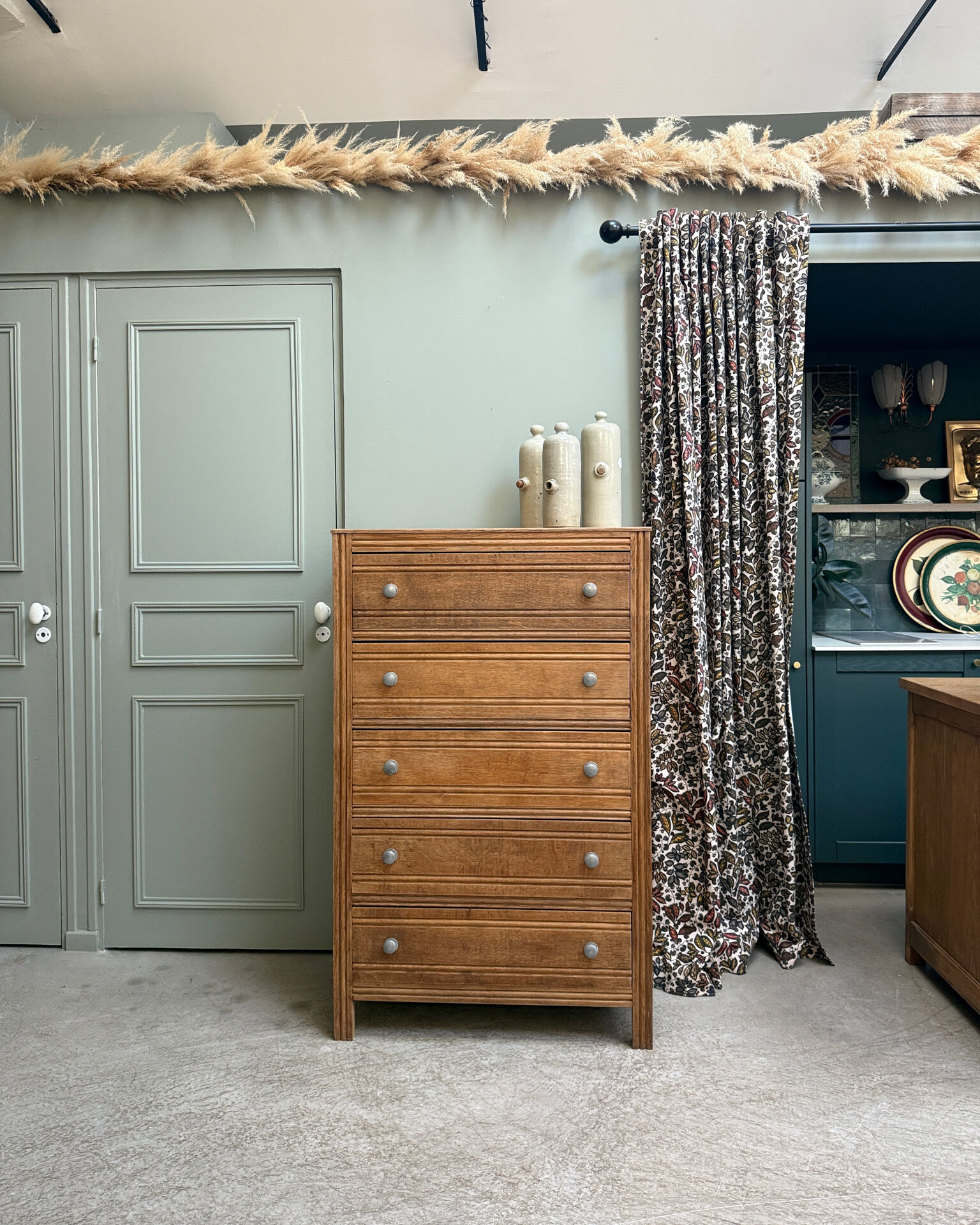 Large Art Deco oak chest of drawers (renovated)
