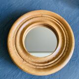 Vintage round wooden mirror