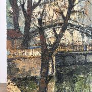 Saint Martin Canal in Paris, knife oil painting signed L Guerbier.