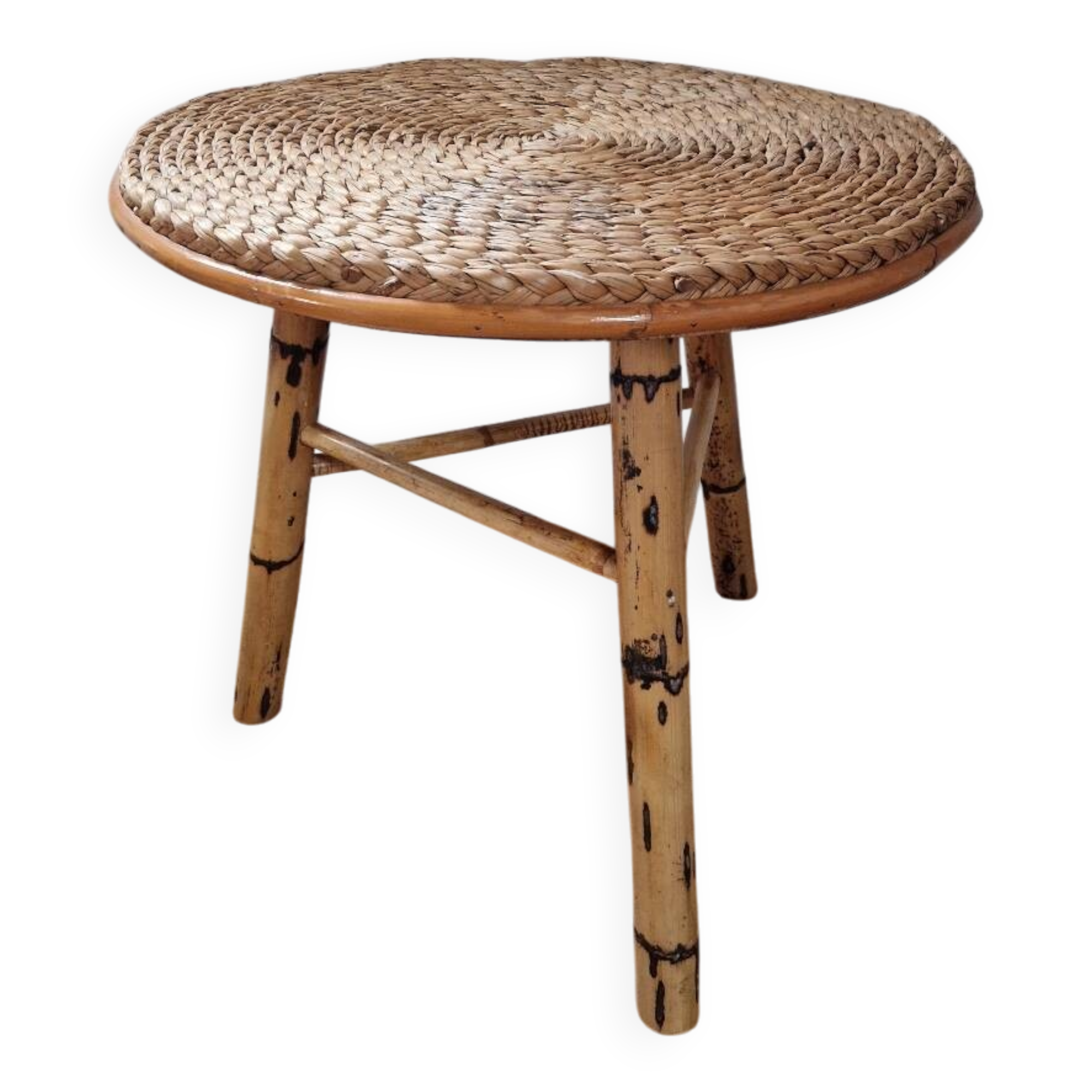 Rattan and rope coffee table