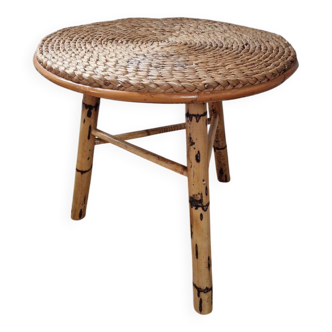 Rattan and rope coffee table