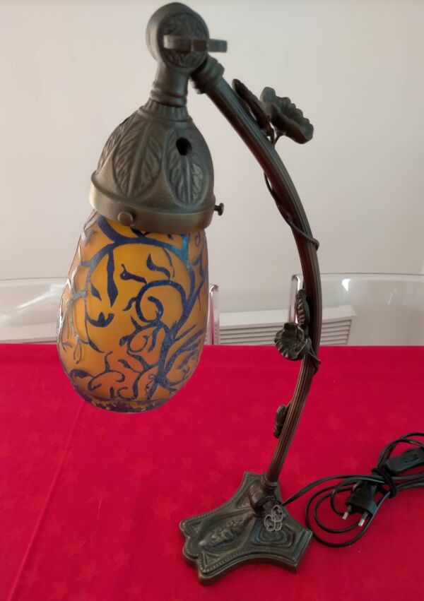 Lampe articulée en pâte de verre, Art Nouveau