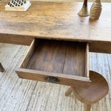 Pine and oak + walnut farmhouse table 1950